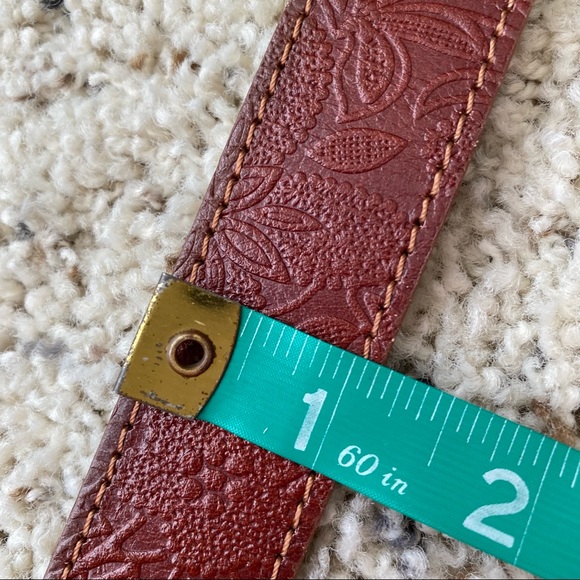 A. Bellucci Italia Genuine Leather Belt; Floral Design w Gold Tone Square Buckle - Picture 4 of 7